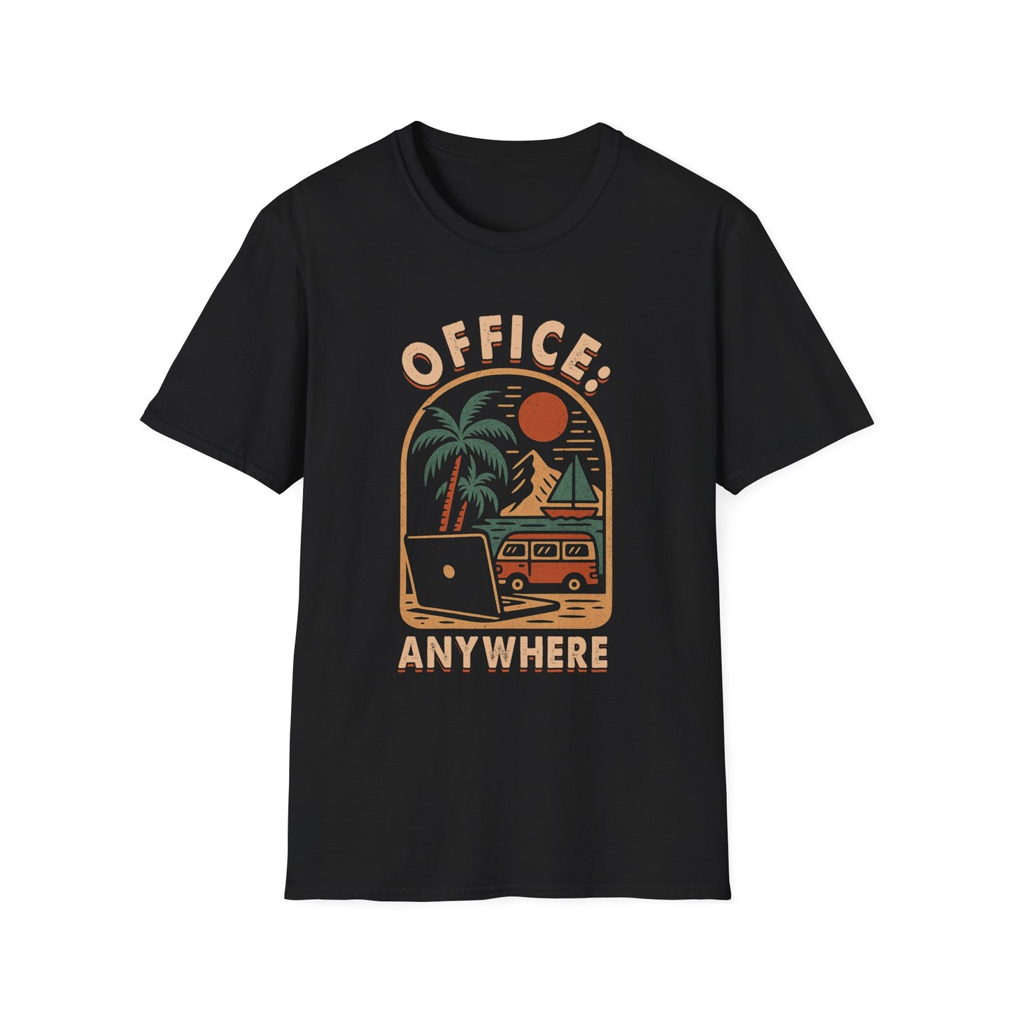 Remote Work Adventure  Unisex T-Shirt, Office Anywhere Tee