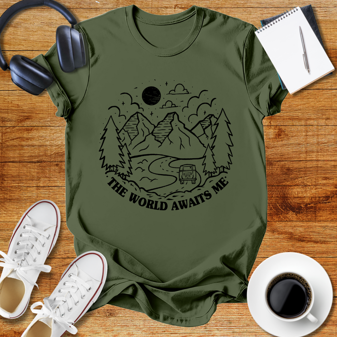 " The World Awaits Me "Adventure Awaits Unisex T-Shirt