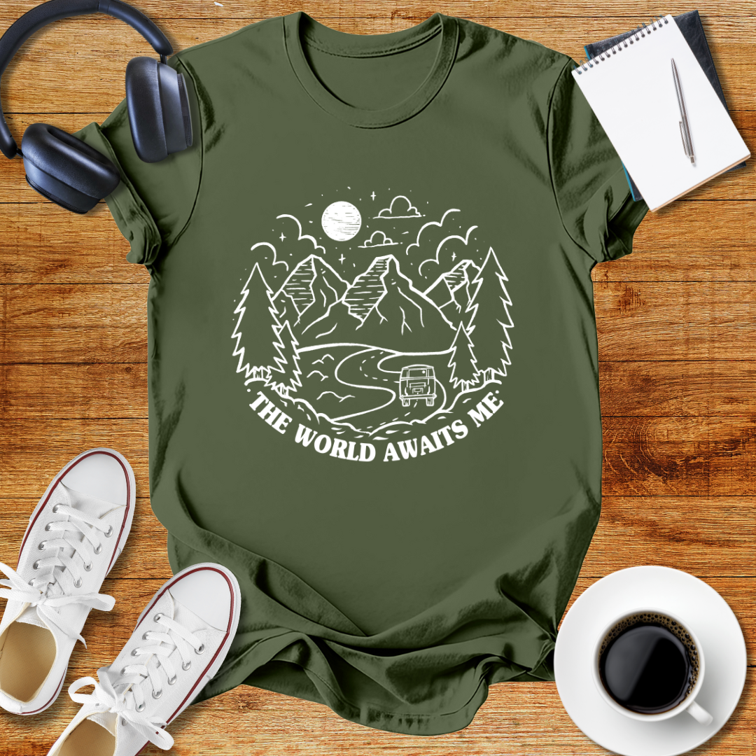 " The World Awaits Me "Adventure Awaits Unisex T-Shirt