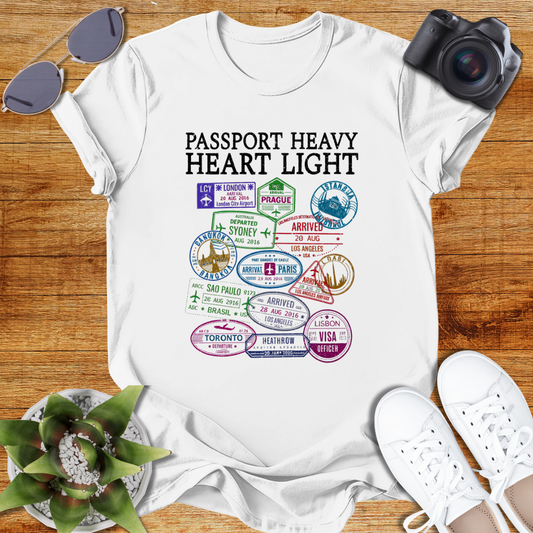 "Passport Heavy Heart Light"Travel-Inspired Unisex T-Shirt