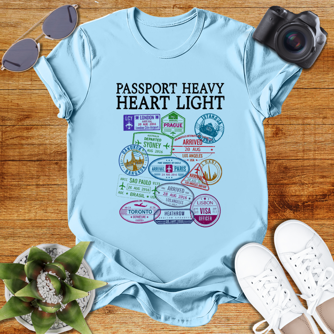 "Passport Heavy Heart Light"Travel-Inspired Unisex T-Shirt
