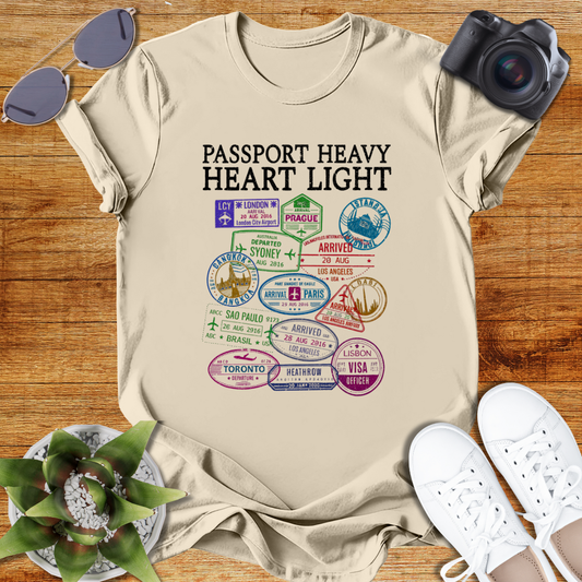 "Passport Heavy Heart Light"Travel-Inspired Unisex T-Shirt