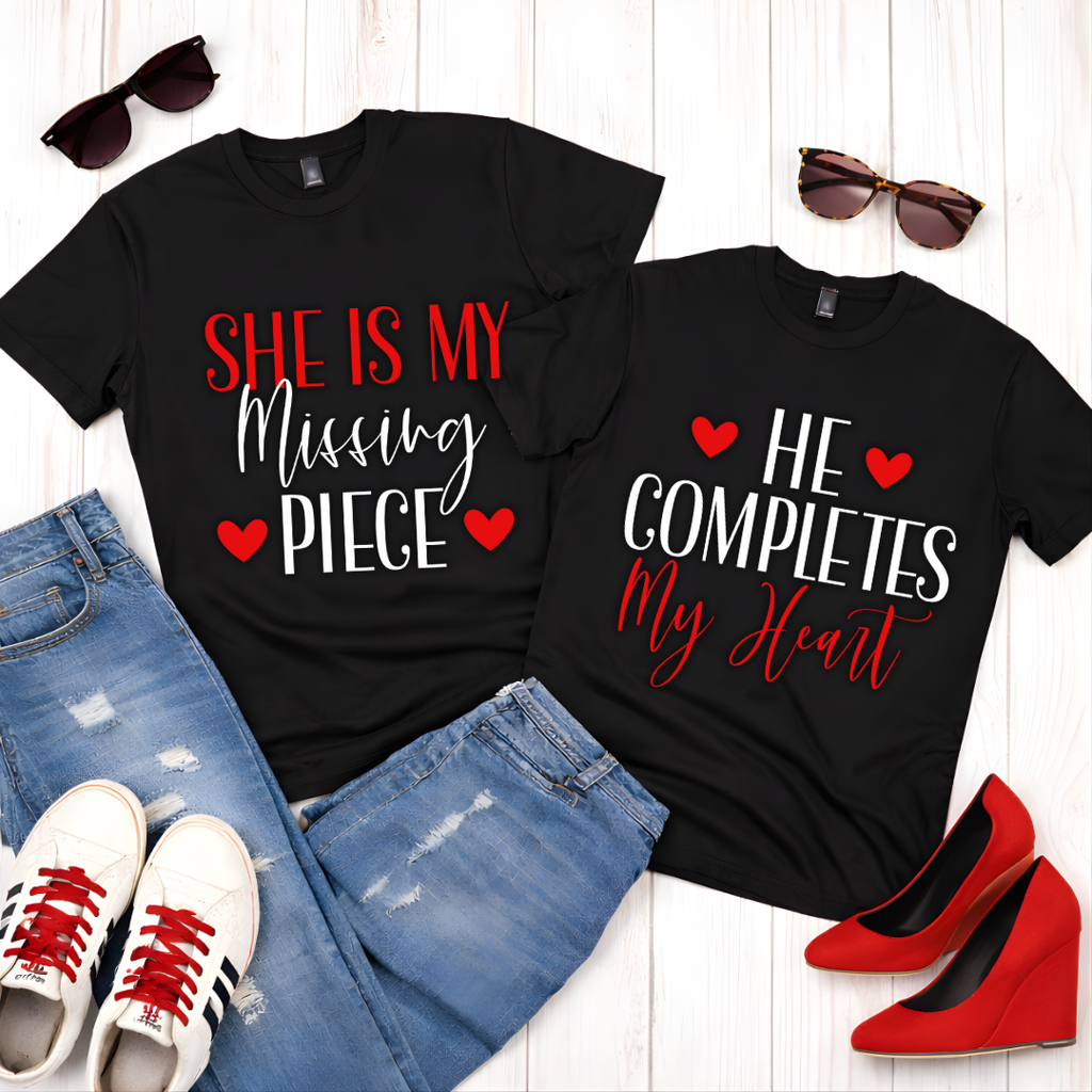 He Completes My Heart — Couples Romantic Tee (Price is for 1 tshirt)
