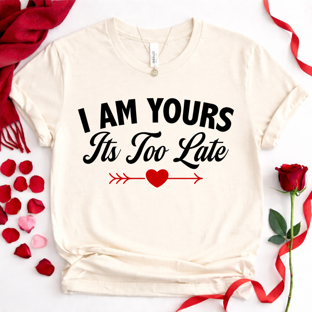 I Am Yours – “It’s Too Late” Couples Romantic Tee