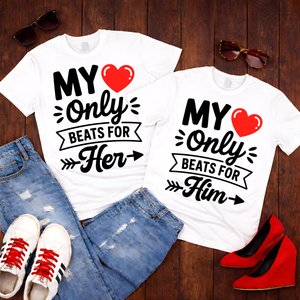 My Only Heart Beats For Her- Cute Couples Valentine Tee
