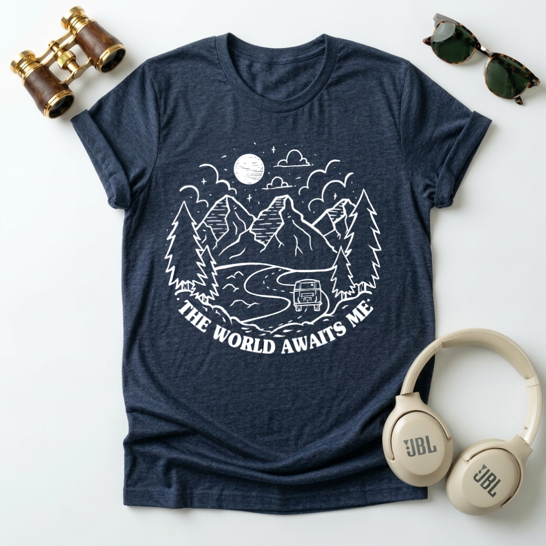 " The World Awaits Me "Adventure Awaits Unisex T-Shirt