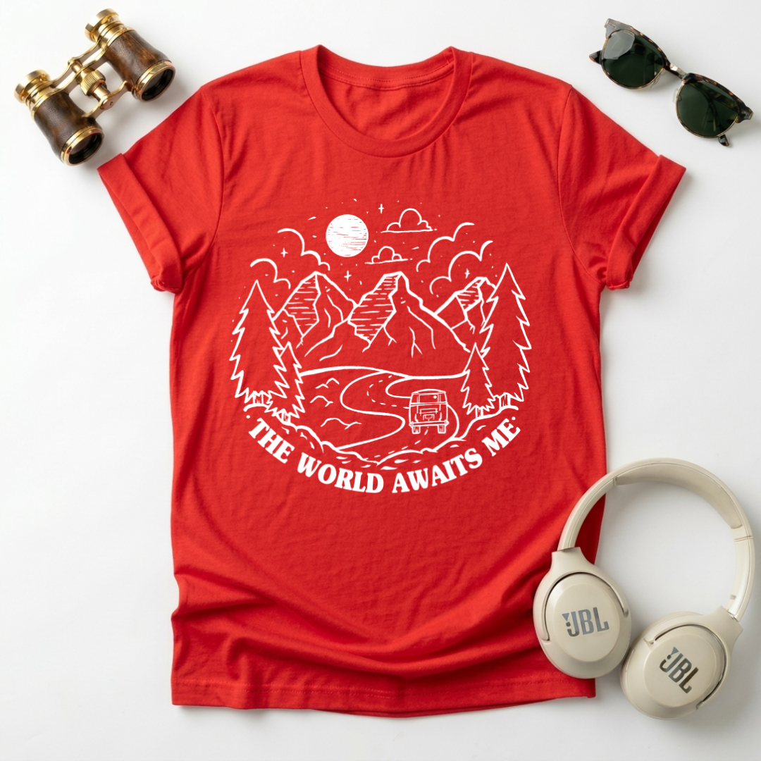 " The World Awaits Me "Adventure Awaits Unisex T-Shirt