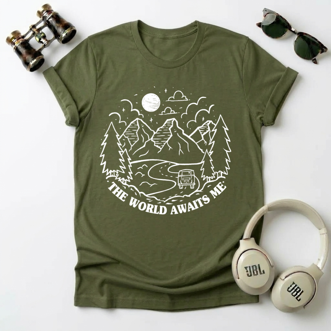 " The World Awaits Me "Adventure Awaits Unisex T-Shirt