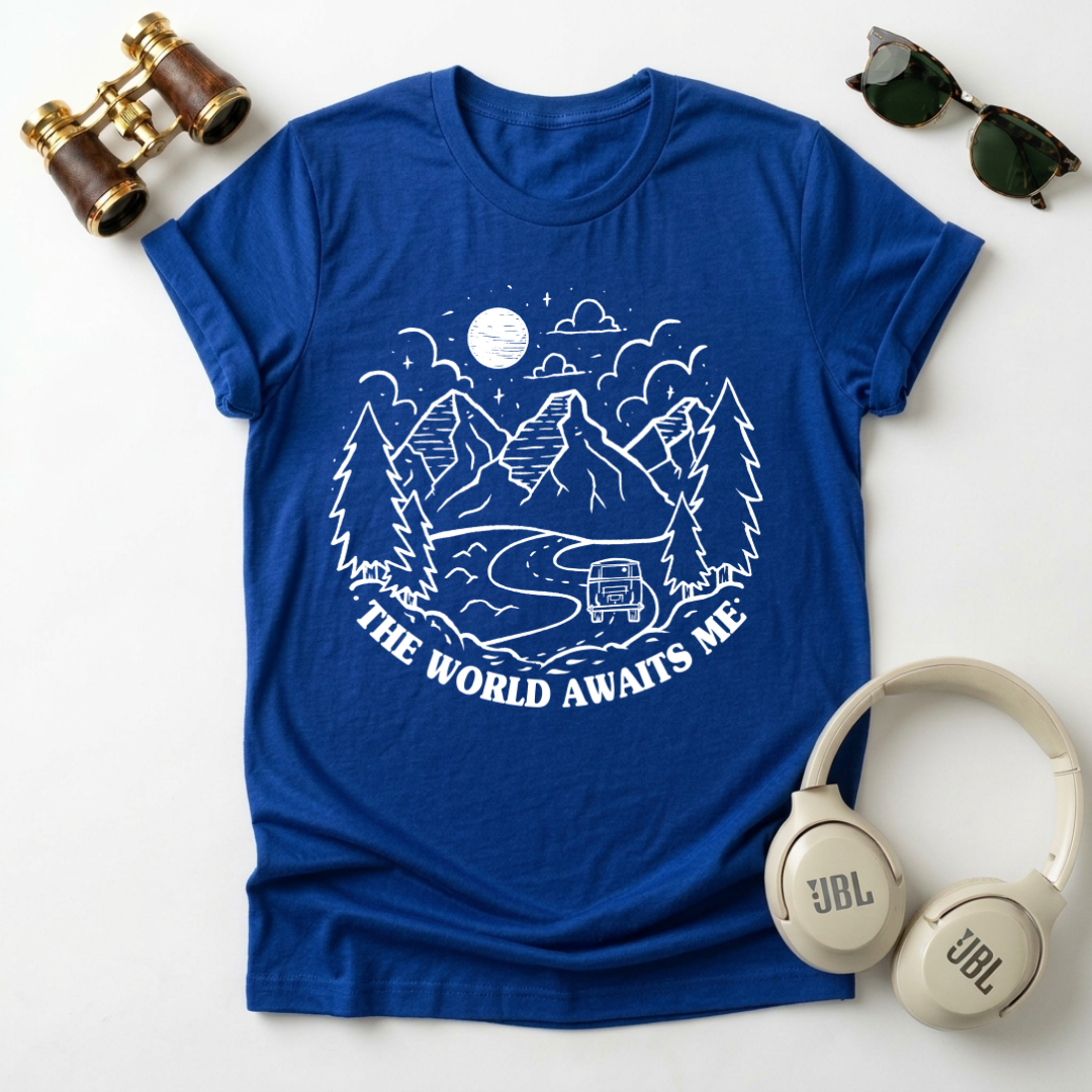 " The World Awaits Me "Adventure Awaits Unisex T-Shirt