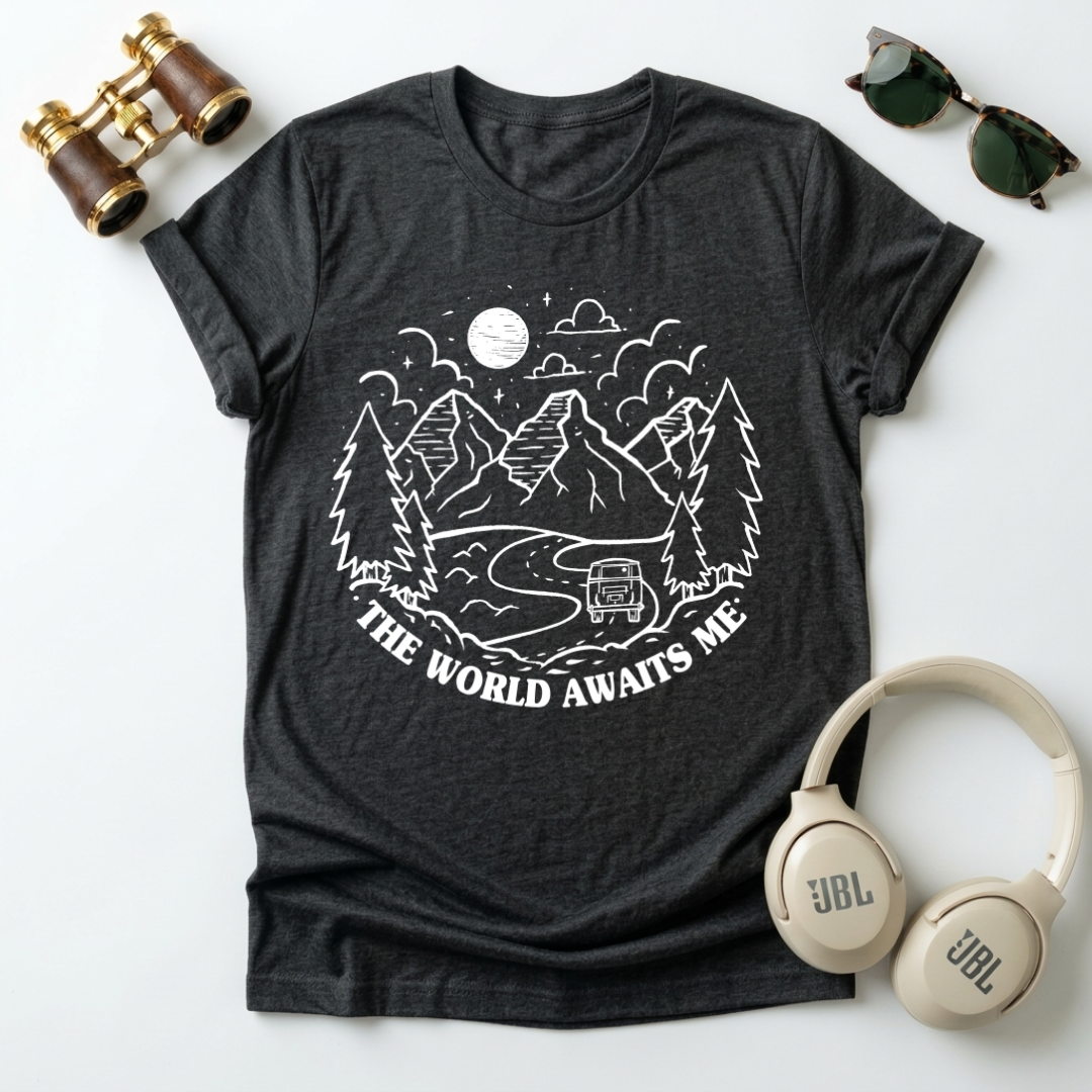 " The World Awaits Me "Adventure Awaits Unisex T-Shirt