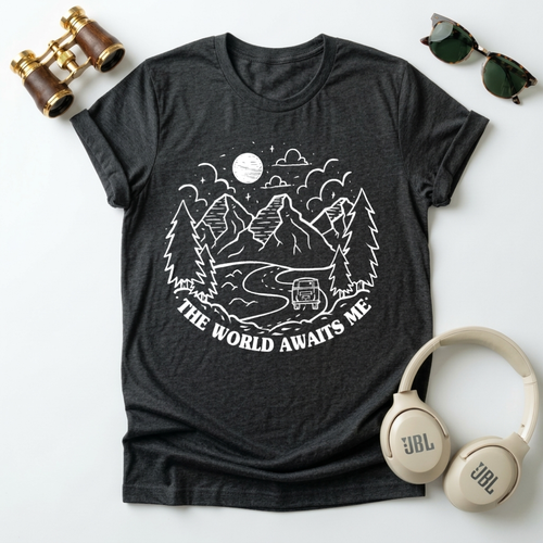 " The World Awaits Me "Adventure Awaits Unisex T-Shirt