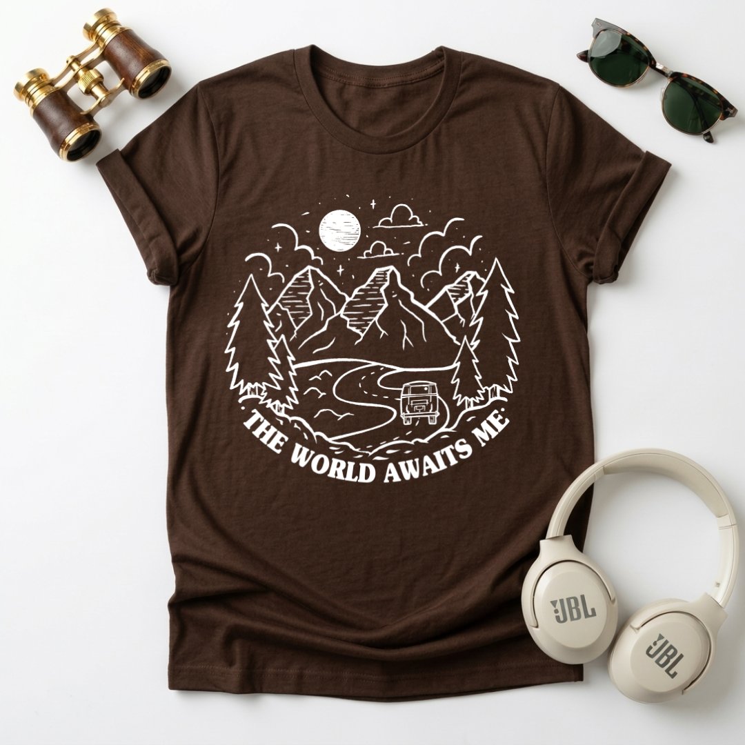 " The World Awaits Me "Adventure Awaits Unisex T-Shirt