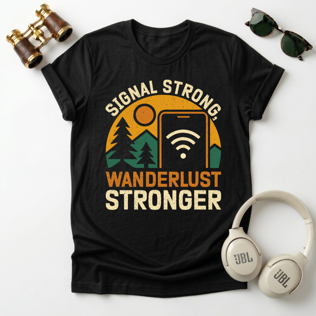 Signal Strong ,Wanderlust Stronger Tee
